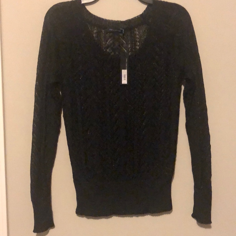 Express Black Shimmer See through blouse